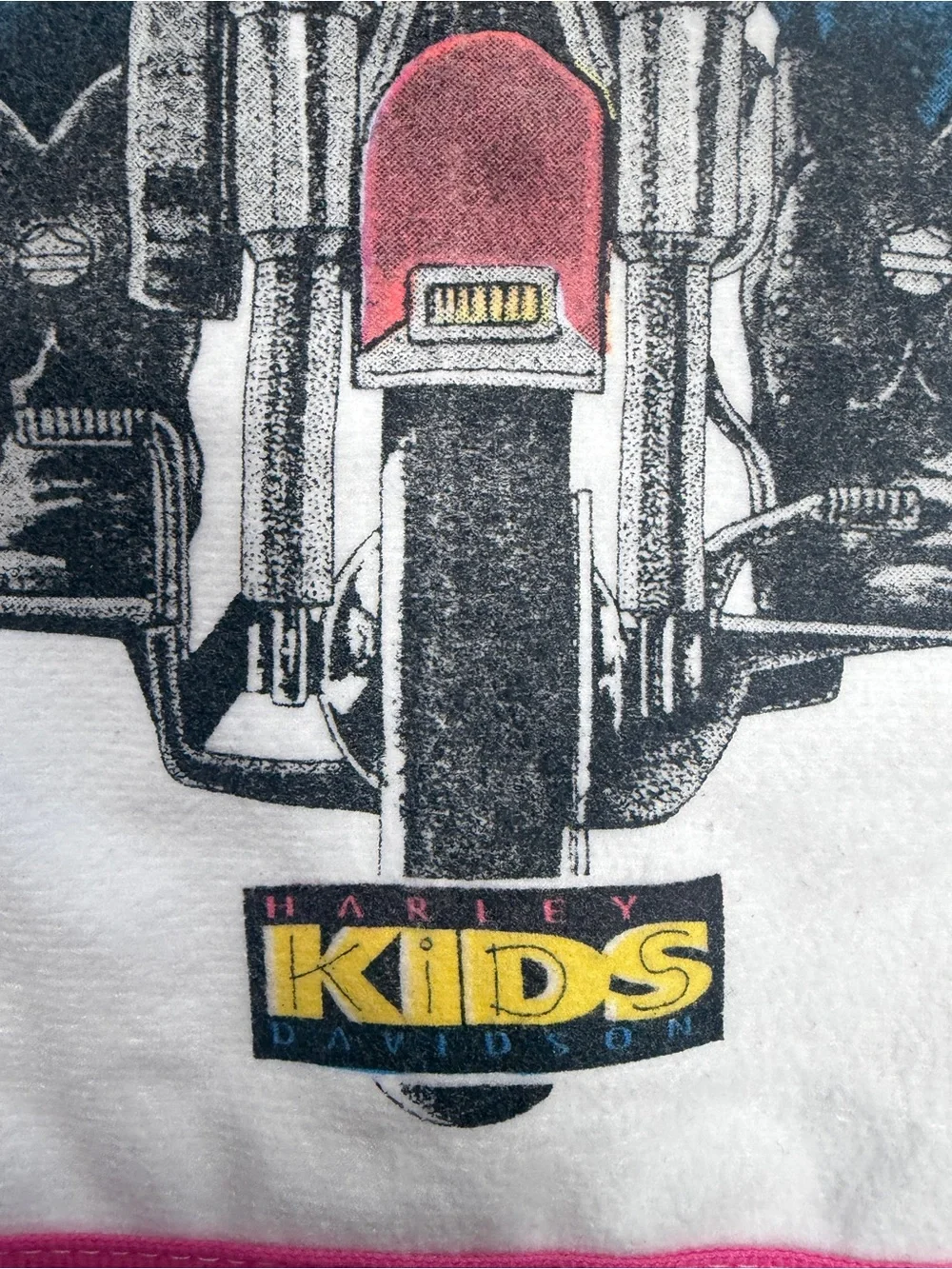 Vintage Harley Davidson Kids Motorcycle Print Bib‎ with Pink Trim